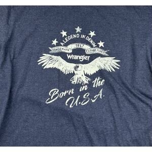 Wrangler Shirt Large A Legend in Denim Born in the USA Long Sleeve Navy Blue